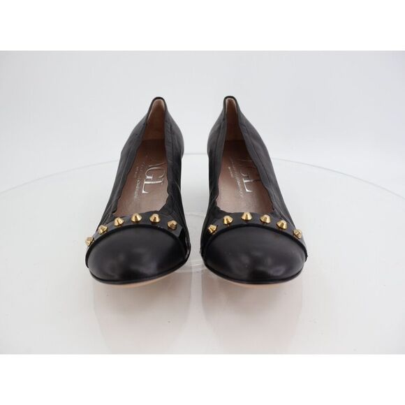 AGL Studded Leather Pump Block Heel Pointed Toe Size 42 12 Slip On Shoes Career - Picture 3 of 13